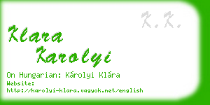 klara karolyi business card