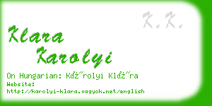 klara karolyi business card